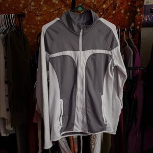 Fabletics Stylish Gray and White Jacket